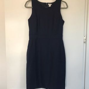 J Crew Navy Bi Stretch Cotton Sheath Dress